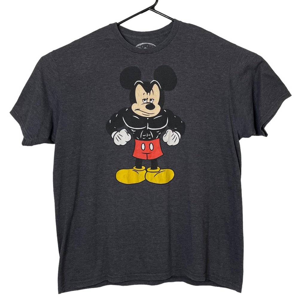 Disney Womens 2X 50/52 Mickey Mouse Bodybuilder Athletic Workout T Shirt